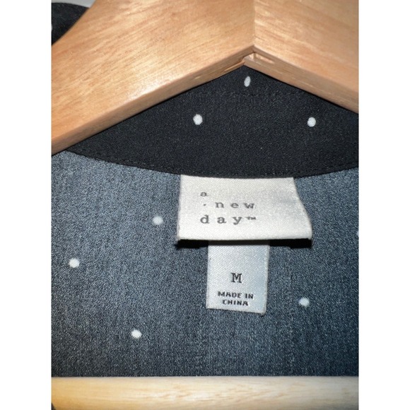 Womens Medium Polka Dot Shirt Dress Black White Button Down Cinched Waist Midi - Picture 5 of 7